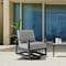 Armen Living Grand Black Aluminum Outdoor Swivel Glider Chair with Dark Gray Cushions 840254332737 - alternate 6